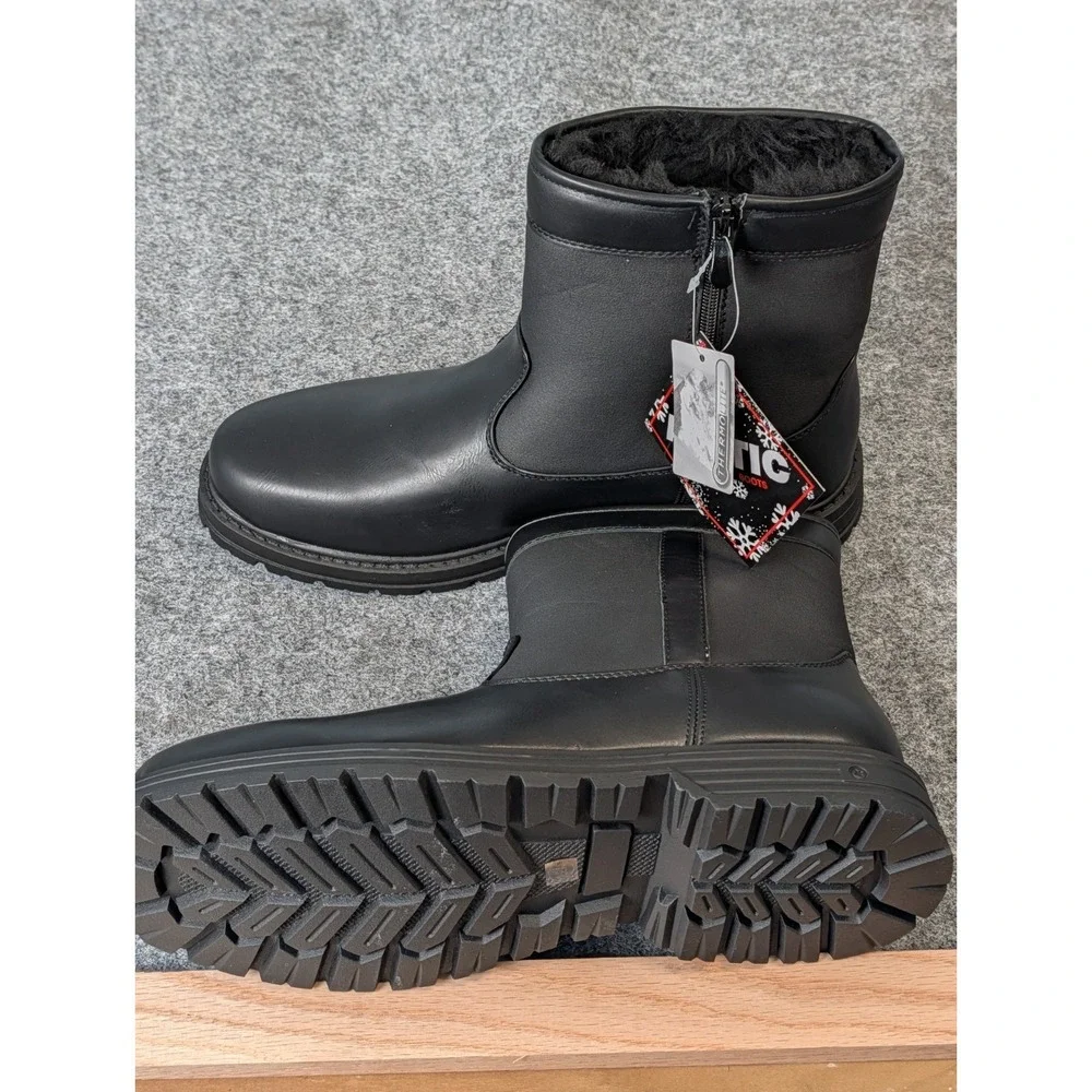 Thermolite Arctic Waterproof Boots Men's 12M Black Rubber Soles Zip up Lined